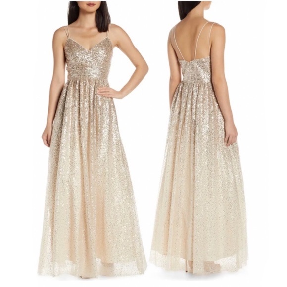 SOLD Eliza J | Ombre Sequin Gown | Champagne | 8 - Picture 1 of 15